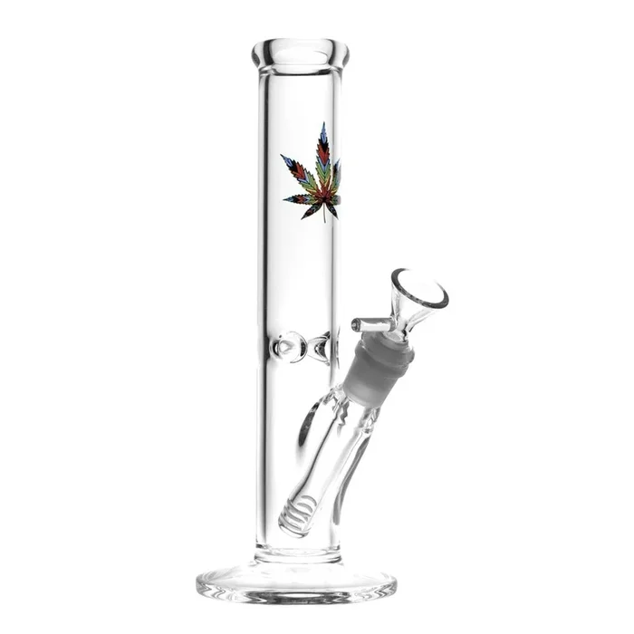 10″ Rainbow Hemp Leaf Water Pipe