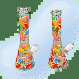 10 Inch Glass Pipe Flower Glow in Dark Beaker