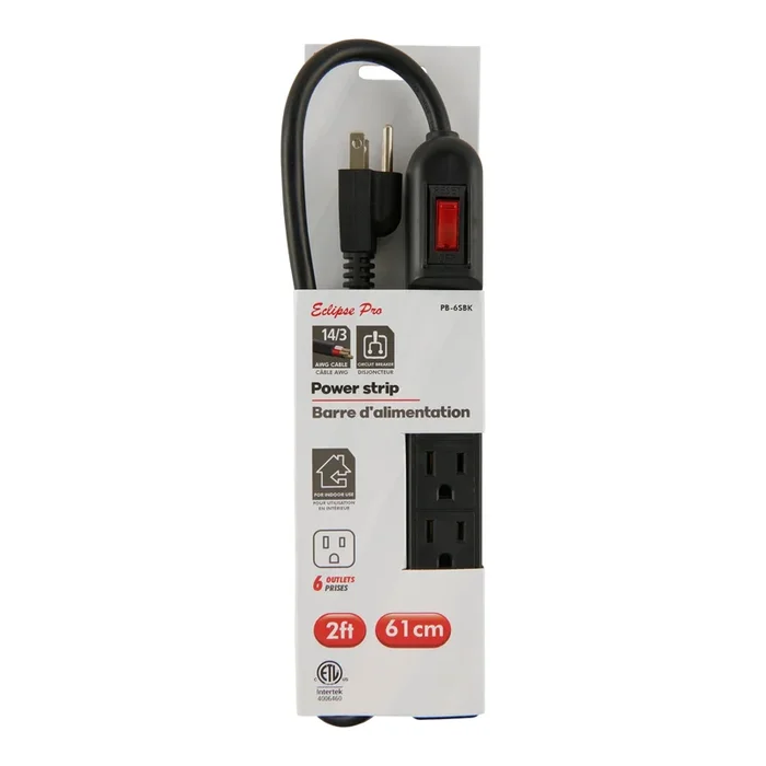 6 Outlet Power Strip, Black