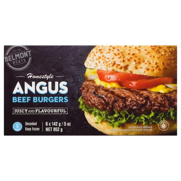 Belmont Meats Homestyle Angus Beef Burgers, 852-g
