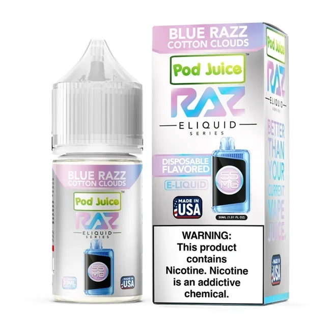 Blue Razz Cotton Clouds by Pod Juice Salts x RAZ