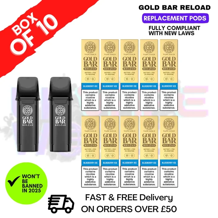 Blueberry ICE Gold Bar Reload Prefilled Pods Box of 10