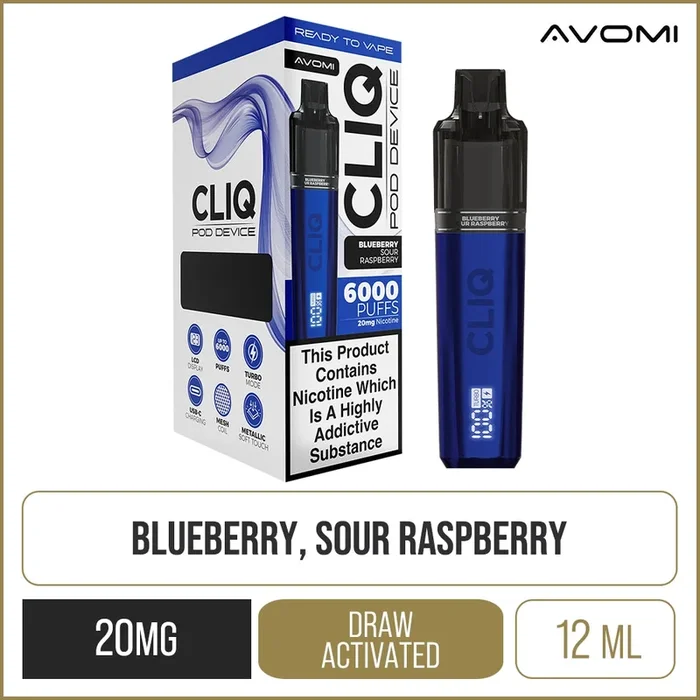 Blueberry Sour Raspberry Avomi CLIQ Pod Vape Kit 12ml