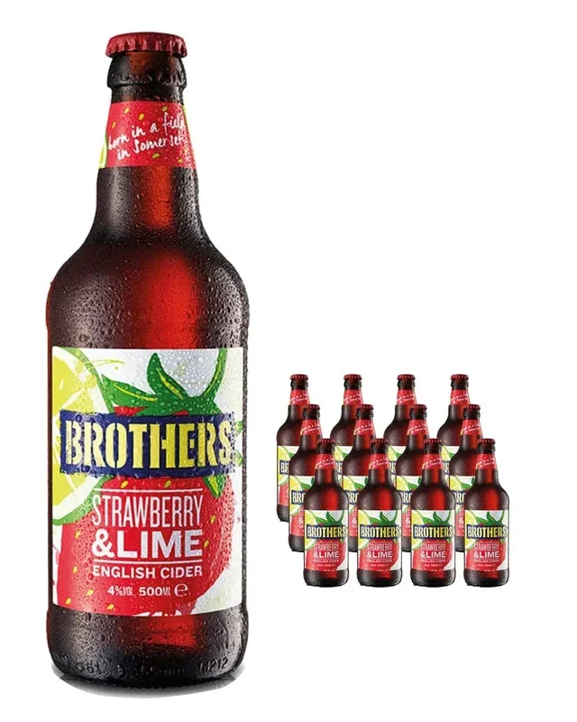 Brothers Strawberry & Lime Premium Cider Multipack, 12 x 500 ml