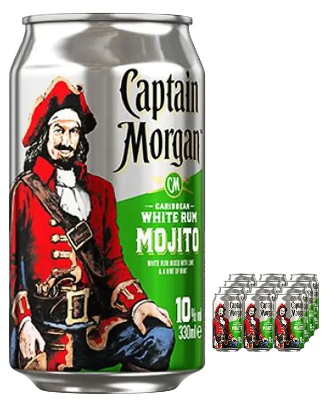 Captain Morgan White Rum Mojito Premixed Cocktail, 12 x 330 ml