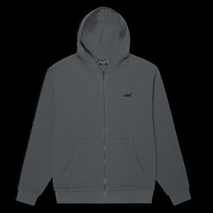 Castanza Waffle Knit Zip Up Hoodie (Charcoal)