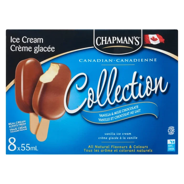 Chapman’s Canadian Collection Vanilla & Milk Chocolate Ice Cream, 8-Pack, 55-ml