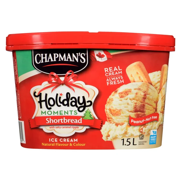 Chapman’s Holiday Moments Shortbread with Salty Caramel Ribbon Ice Cream – 1.5L