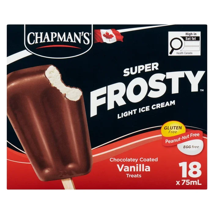 Chapman’s Super Frosty Light Ice Cream Chocolatey Coated Vanilla Treats, 18-Pack, 75 ml