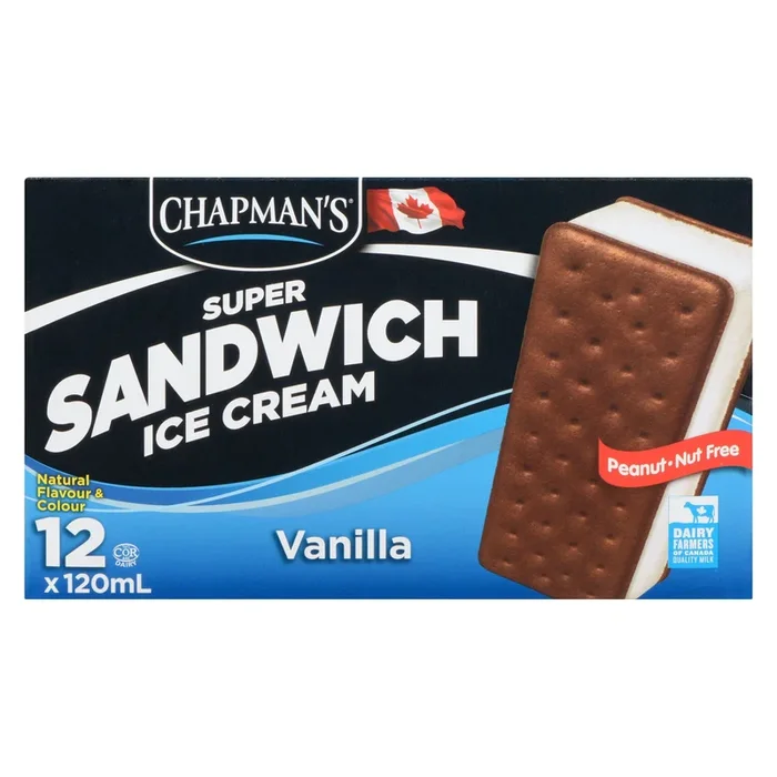 Chapman’s Super Sandwich Ice Cream Vanilla, 12-Pack, 120 ml