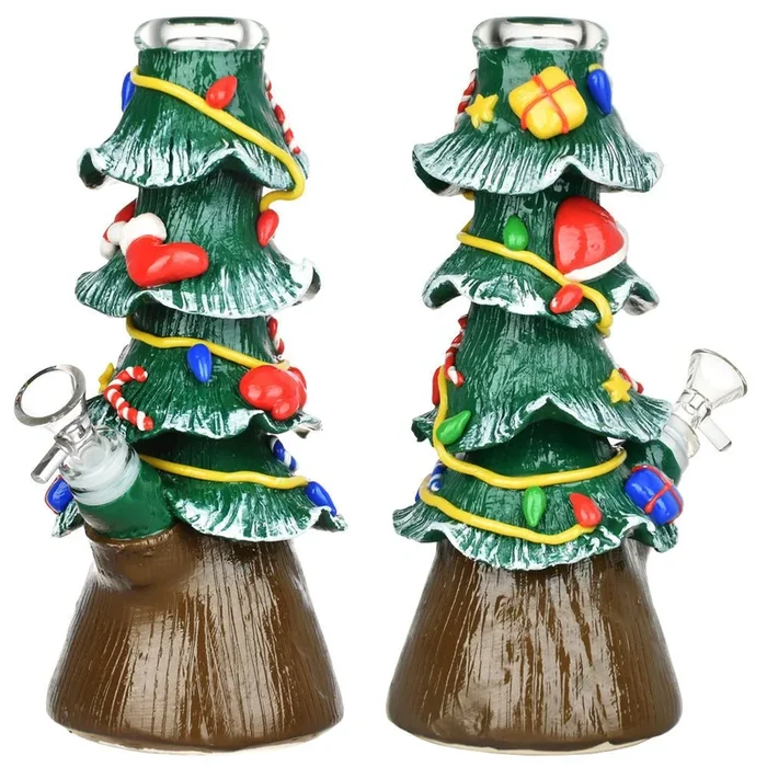 Christmas Tree Glass Beaker Bong