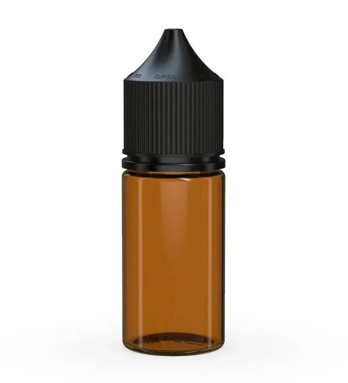 Chubby Gorilla 30ML Stubby Unicorn Bottle V3 – Translucent Amber Bottle/Black Cap