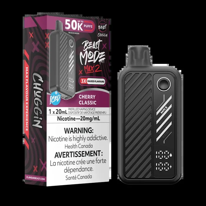 Chuggin’ Cherry Classic (Ice) by Flavour Beast Max 2 50K Puff 20ml – Disposable Vape [ON]
