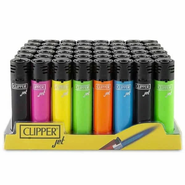 CLIPPER JET SOLID SHINEY LIGHTERS 48 CT DISPLAY