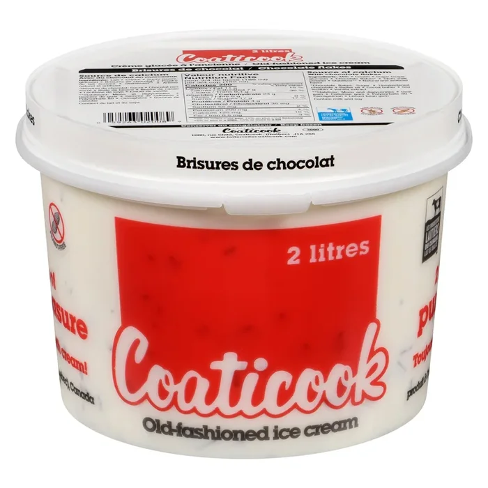 Coaticook Chocolate Flakes Vanilla Old-Fashioned Ice Cream, 2-L