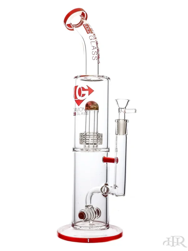 Diamond Glass – Bent Neck Dozer Barrel with Wig Wag Matrix Perc (16 “)