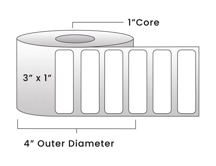 Direct Thermal Labels – Metrc label – 3 ” x 1 ” – 1 ” Core / 4 ” Outer Diameter – (1,375 Labels Per Roll)