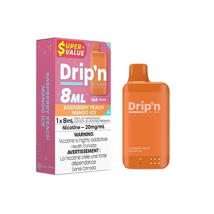 Drip’n by Envi 8ML Disposable – Raspberry Peach Mango Ice (MB)
