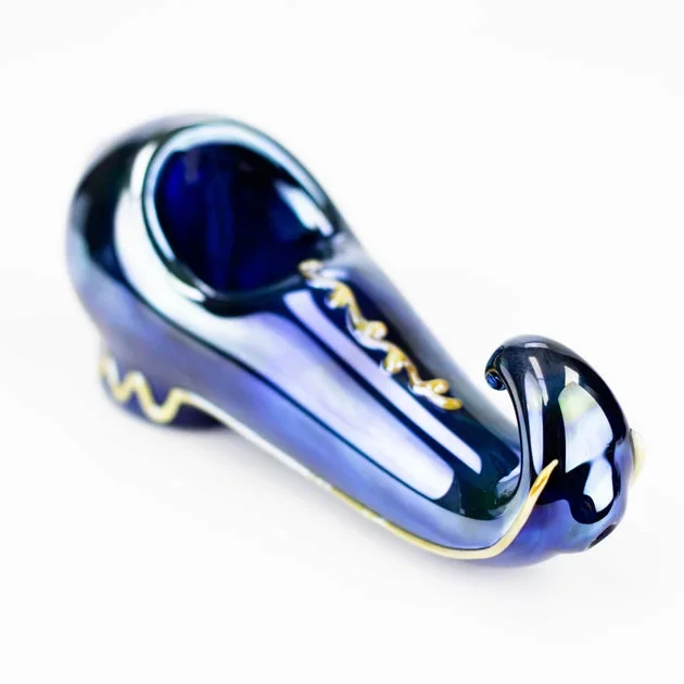 Electroplated Metallic Shoe Glass Pipe – 5.5 Inches