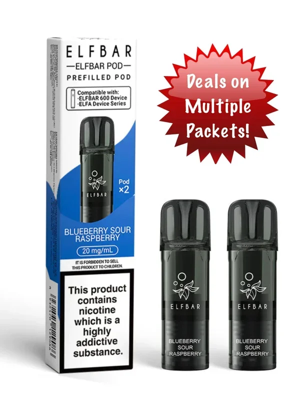 Elf Bar 600 Replacement Pods Blueberry Sour Raspberry 20mg x2