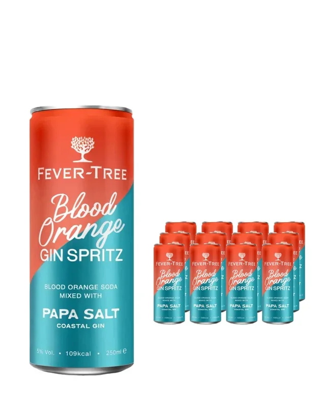 Fever-Tree & Papa Salt Blood Orange Gin Spritz Premixed Drink Multipack, 12 x 250 ml