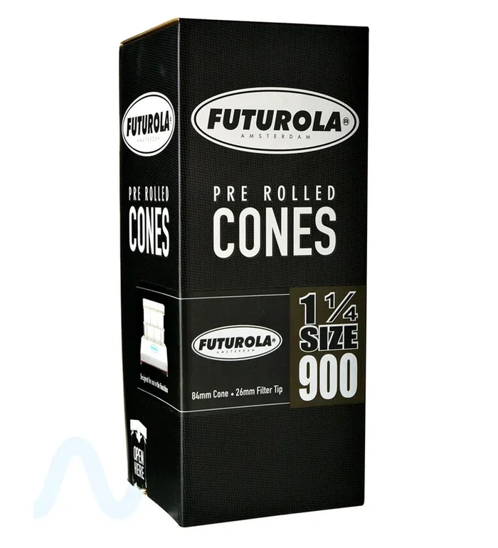 FUTUROLA | 1 1/4 Size Pre-Rolled Cones | 84mm – Classic White Paper – 900 Count