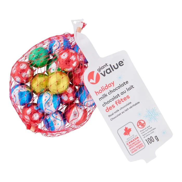 Giant Value Holiday Wrapped Milk Chocolate, 100-g