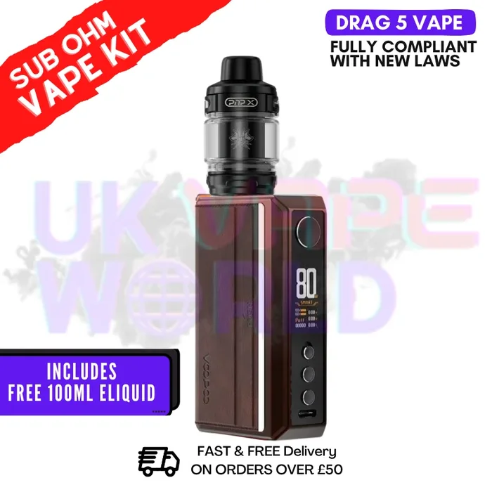 Gradient Brown VooPoo Drag 5 Vape Kit | £41.99