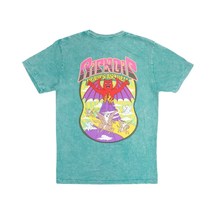 Heaven And Heck Battle T-Shirt (Teal Mineral Wash)