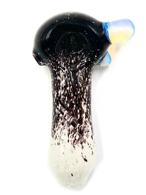 Hornsilver Glassworks – Thick Black and White Frit Spoon Hand Pipe (4 “)