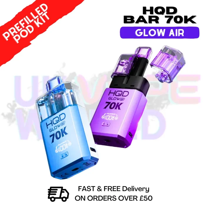 HQD 70K Glow Air 70000 Puff Bar Twist Pod Kit – £13.99