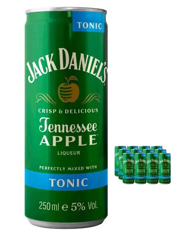 Jack Daniel’s Tennessee Whiskey Apple Liqueur and Tonic Premixed Cocktail Multipack, 12 x 250 ml