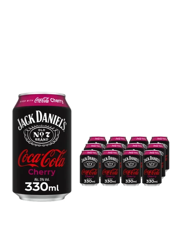 Jack Daniel’s Whiskey & Coca Cola Cherry Premixed Can Multipack, 12 x 330 ml