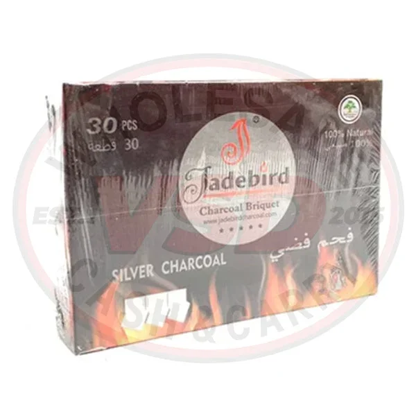 JadeBird Shisha Hookah Silver Charcoal (30 pieces)