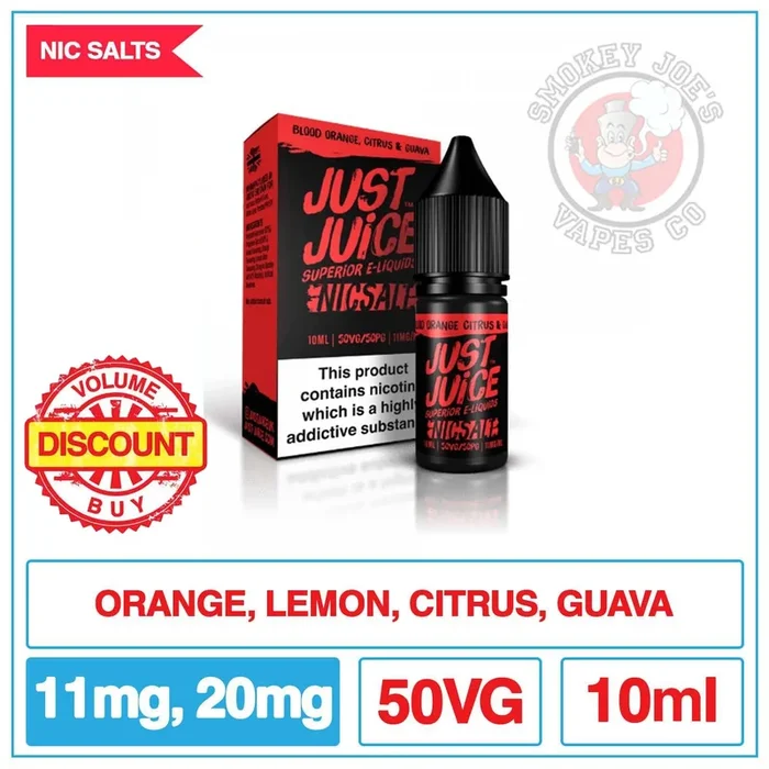Just Juice Nic Salt – Blood Orange Citrus And Guava