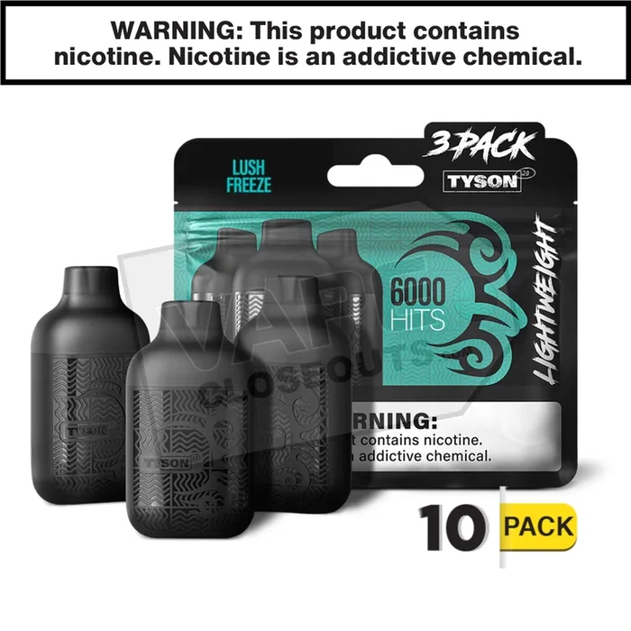 Lush Freeze Tyson 2.0 Lightweight 6k Puff Disposable Vape (3-Pack)