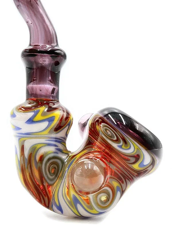 Michael Goonan Glass – Clear Red and Milky Ice Wig-Wag Sherlock