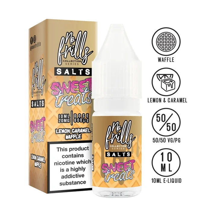 No Frills Salts – Sweet Treats: Lemon & Caramel Waffle Nic Salt 10ml