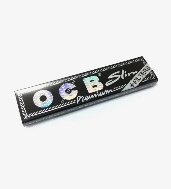 OCB Black Premium King Size Slim Rolling Papers + Filter Tips Cigarette Papers Smoking Papers, 32 Count