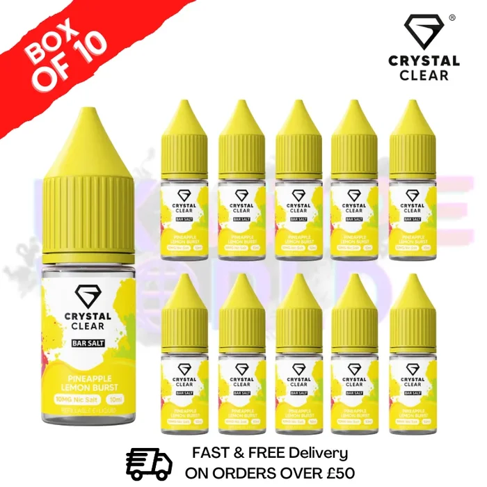 Pineapple Lemon Burst Crystal Clear Nic Salt Box Of 10 – Only £17.99