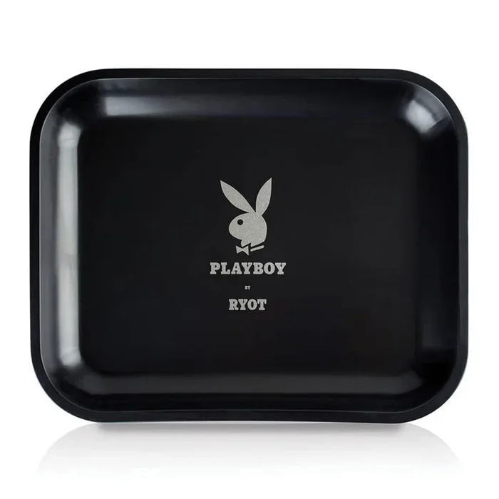 Playboy x RYOT Metal Rolling Tray 13″ x 11″ Silver Bunny Design