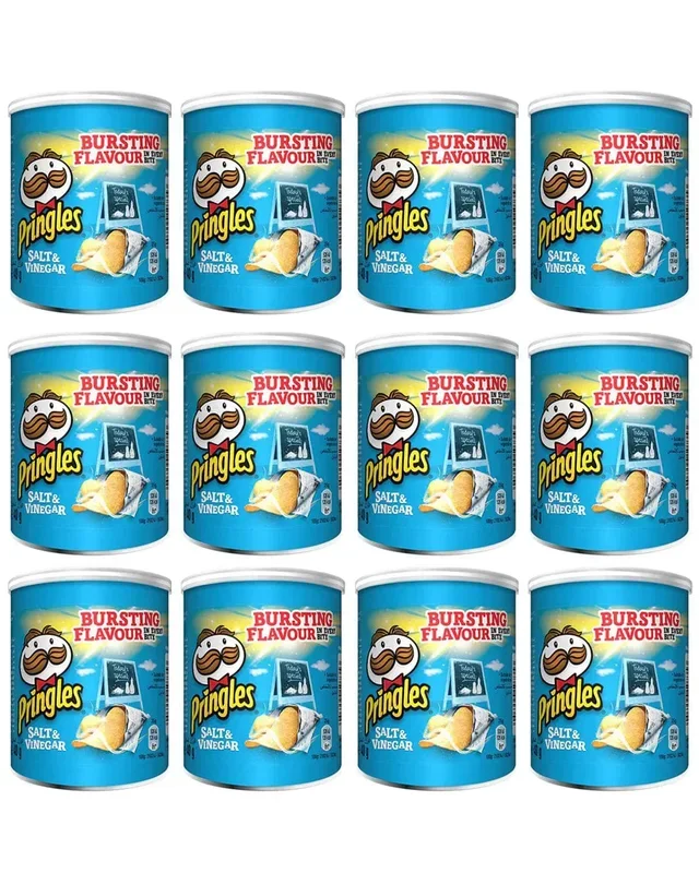 Pringles Salt & Vinegar Potato Chips Tub Pack, 12 x 40 g