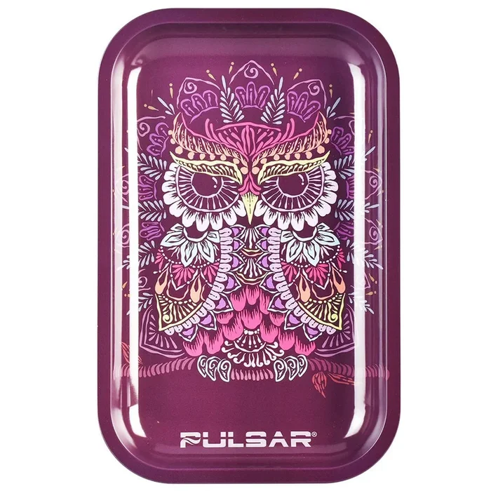 Pulsar Owl Mandala Metal Rolling Tray
