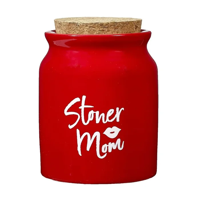 Red Stoner Mom Stash Jar