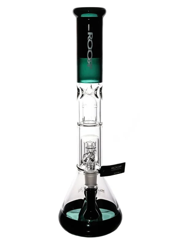 ROOR Tech Fixed Beaker – Black & Jade With Barrel Perc (17 “)
