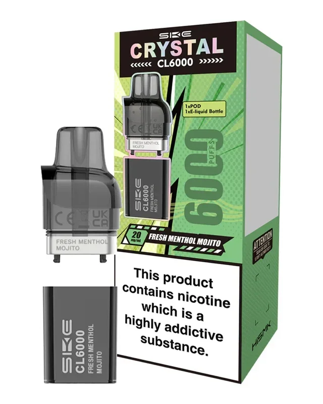 SKE Crystal CL6000 Fresh Menthol Mojito Prefilled Pod, 20 mg