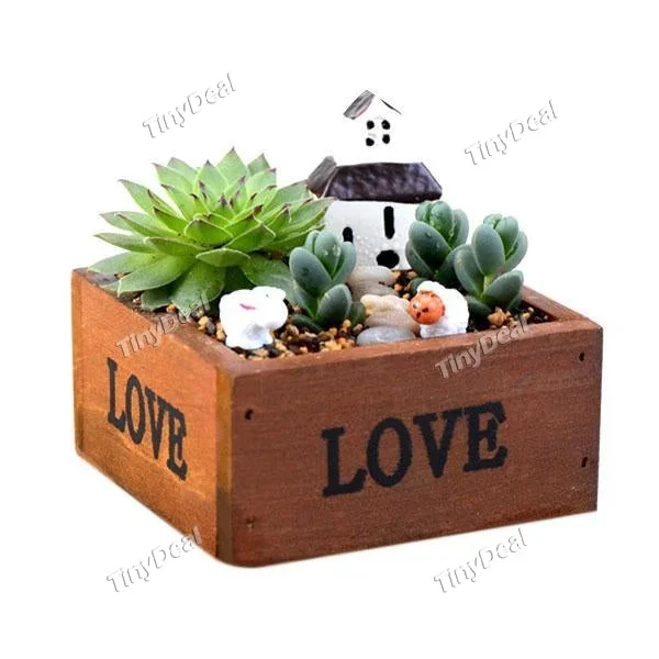 Small Handmade Retro Wooden Box Garden Flower Planter Succulent Rectangle Plant Storage Case Flower Pot