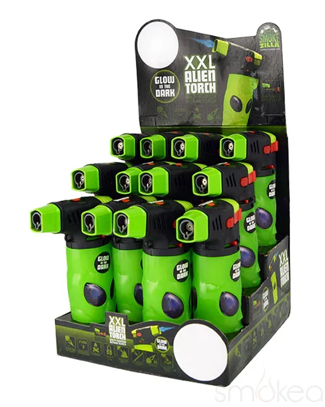 Smokezilla Glow in the Dark Alien XXL Torch Lighter (12pc Display)