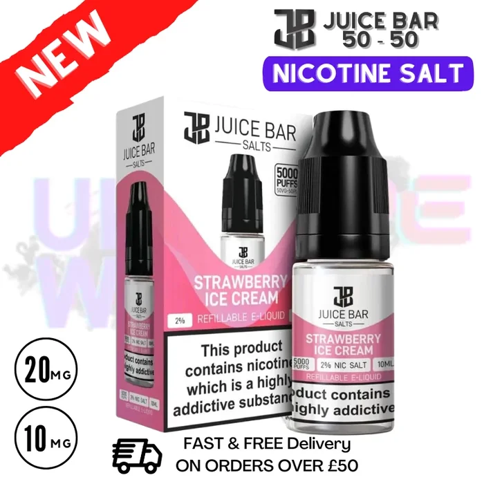 Strawberry Ice Cream – Juice Bar Nic Salt 10ML eLiquid Only £1.99