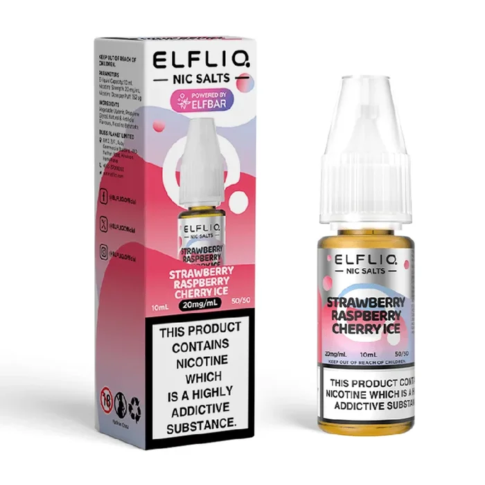 Strawberry Raspberry Cherry Ice Elfliq Vape Juice by Elf Bar